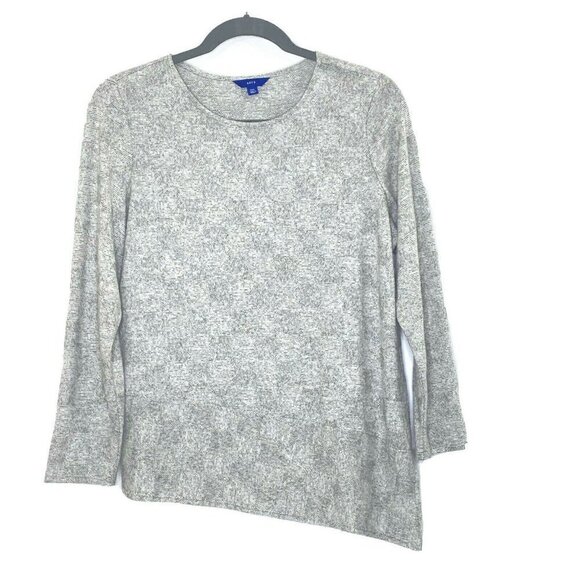 APT. 9 Sweater Top Womens size XXL L/S Soft Fine Knit Asymmetrical Hem Gray - Picture 1 of 6